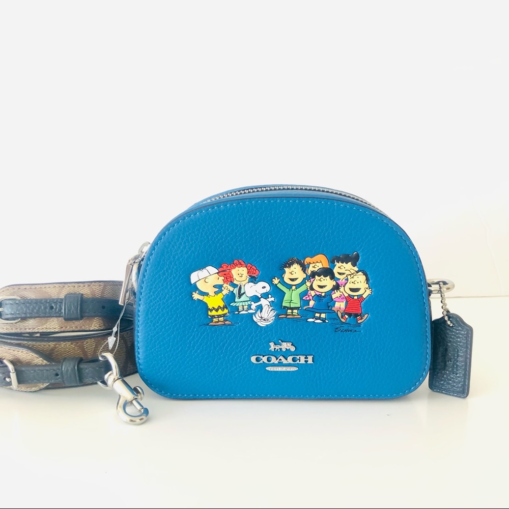 Coach X Peanuts Mini Serena Satchel Blue Leather Purse